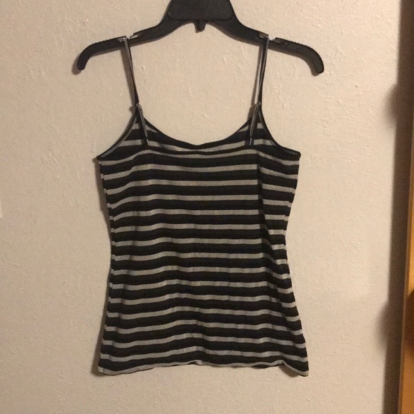 LOFT Black and Silver Striped Tank Top Size- M - Picture 2 of 3